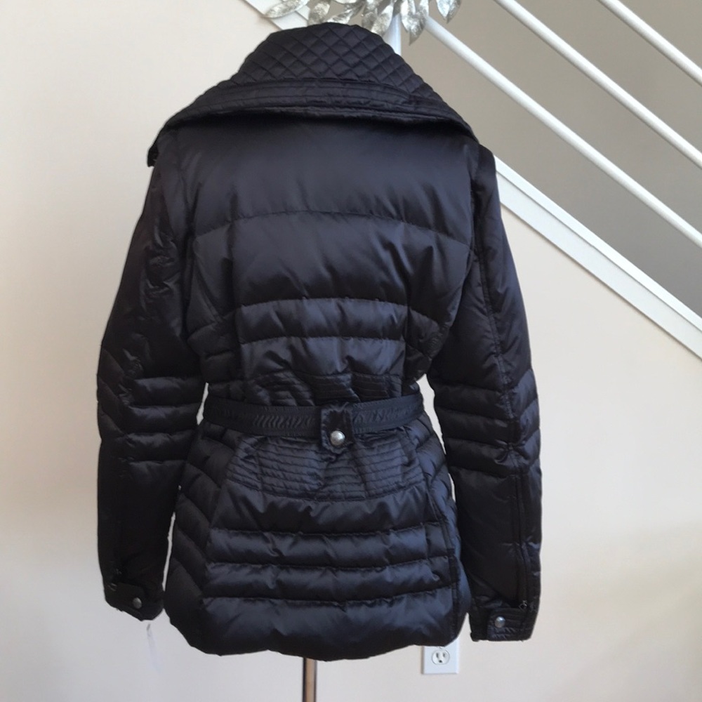 Andrew Marc Quilted Down Belted Satin Puffer Coat Jacket Black Size XL NWT - Picture 4 of 17